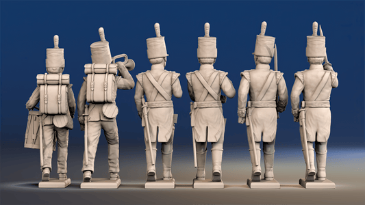 Napoleonic British Light Infantry Command march attack rear view