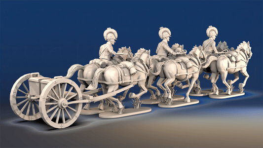 Napoleonic British Royal Horse Artillery 6-horse galloping limber rear view