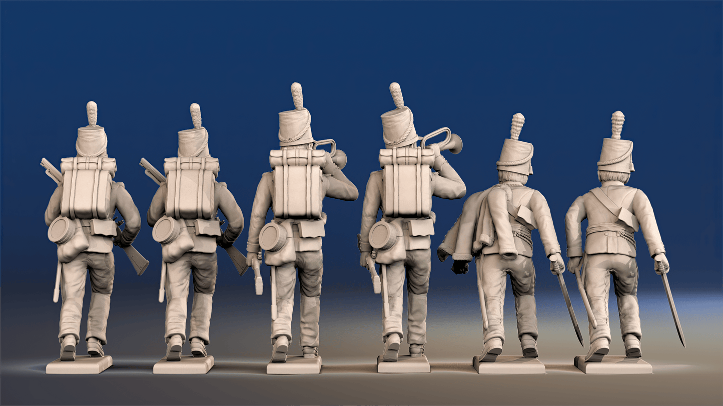 Napoleonic British Rifles Command advancing set 1 rear view