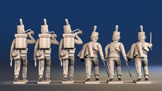 British Rifles command advancing with buglers set 2 rear view