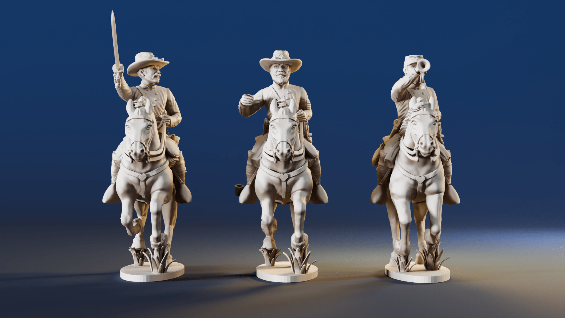 CSA cavalry galloping command miniature figures variant 1 rear view