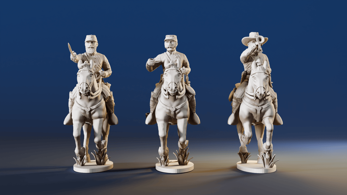 CSA cavalry galloping command miniature figures variant 2 rear view