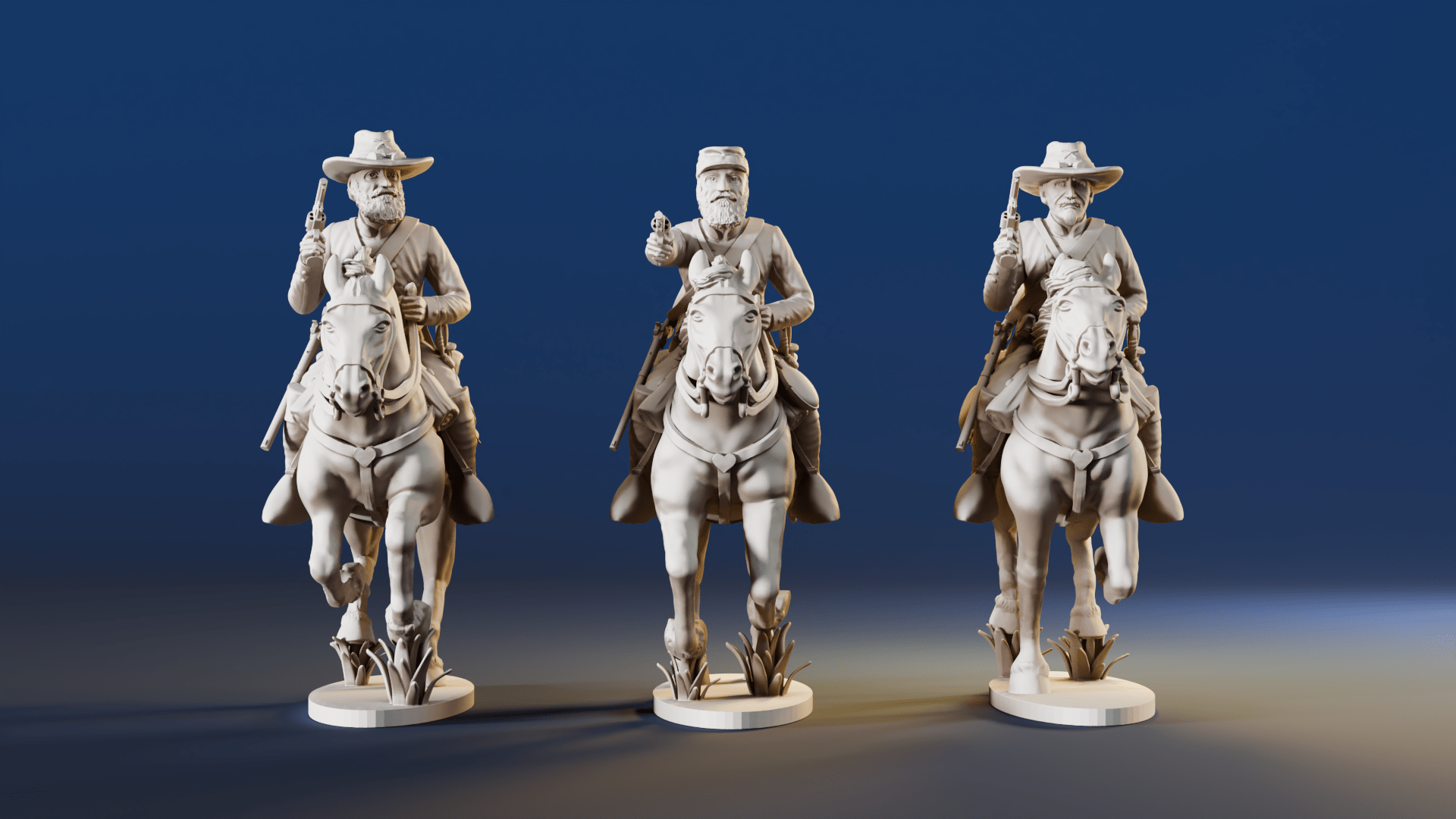 CSA cavalry galloping pistol miniature figures rear view