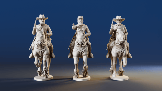 CSA cavalry galloping pistol miniature figures rear view