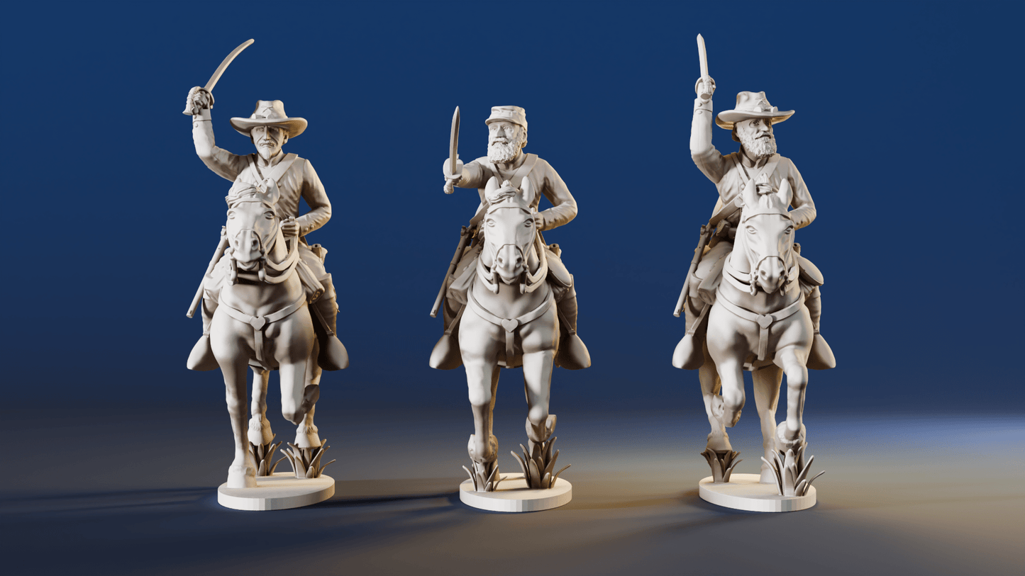 CSA cavalry galloping swords miniature figures rear view