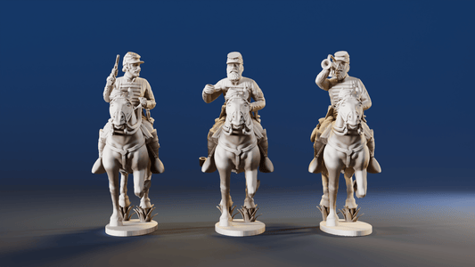 CSA Virginia cavalry galloping command with pistol forage cap rear view
