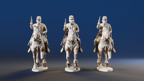 CSA Virginia cavalry galloping with pistol forage cap rear view
