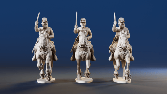 CSA Virginia cavalry galloping with sword forage cap rear view