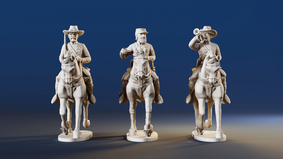 CSA cavalry trotting command miniature figures variant 1 rear view