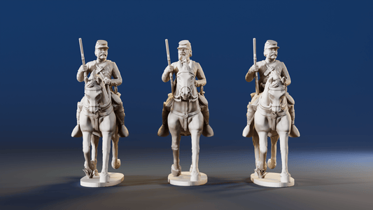CSA cavalry trotting with carbine forage cap rear view