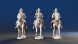 CSA cavalry trotting with sword forage cap rear view