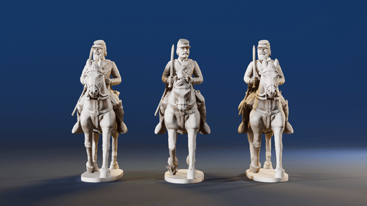 CSA cavalry trotting with sword forage cap rear view