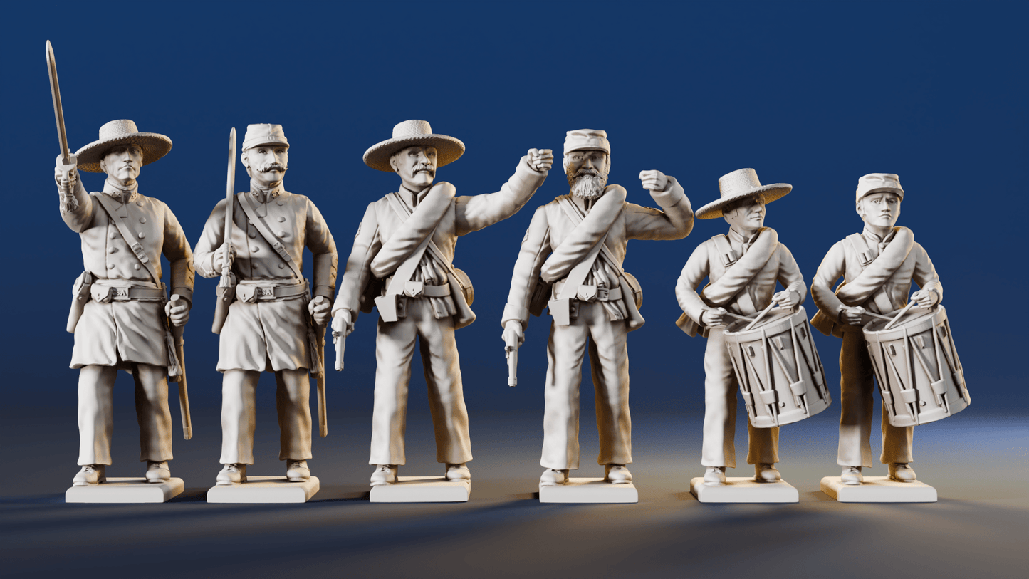 CSA firing line command miniature figures rear view
