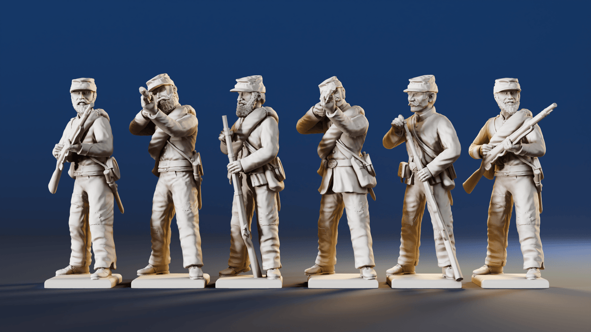 CSA firing line kepi miniature figures rear view