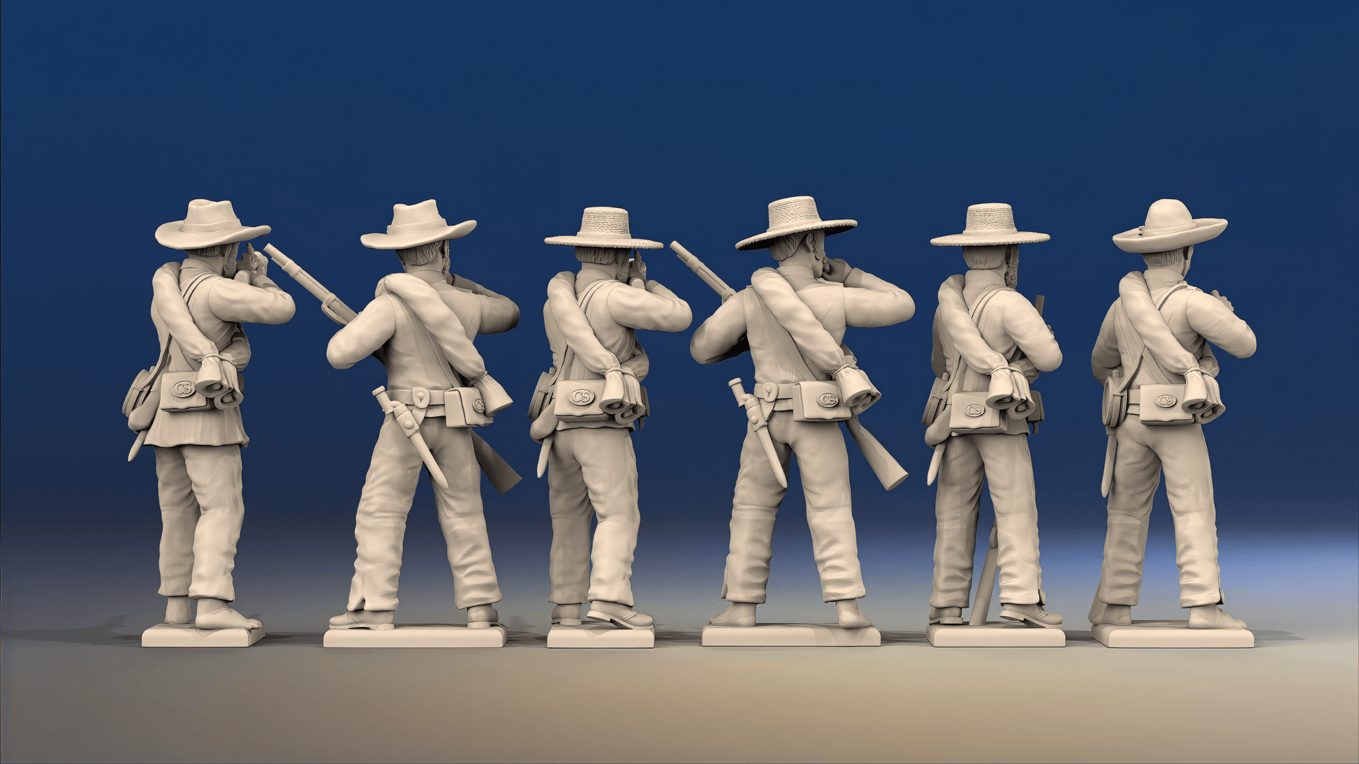 CSA firing line miniature figures variant 6 rear view