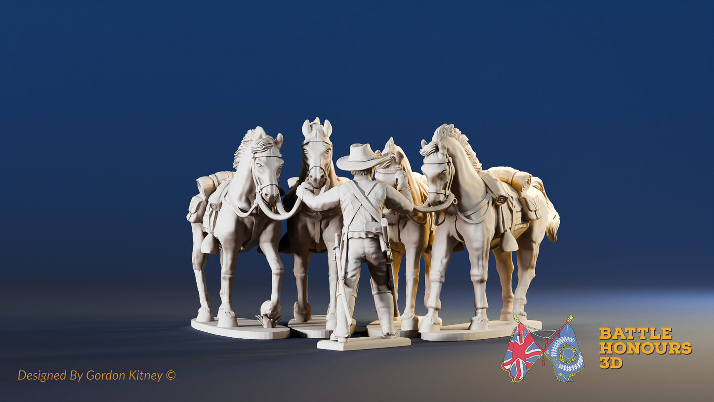 Confederate - Horse Holder With Hat And Horses