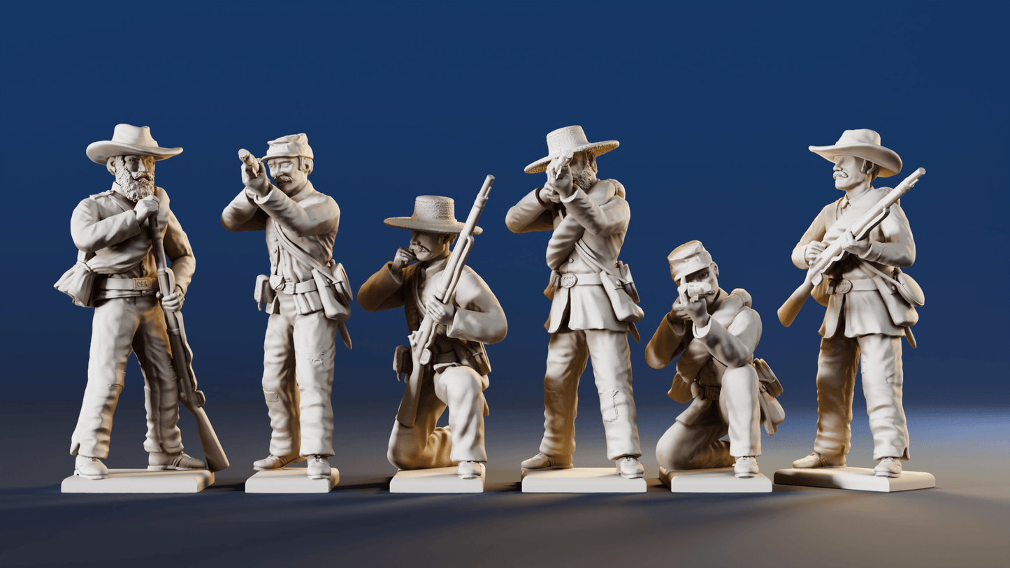 CSA infantry skirmish miniature figures variant 1 rear view