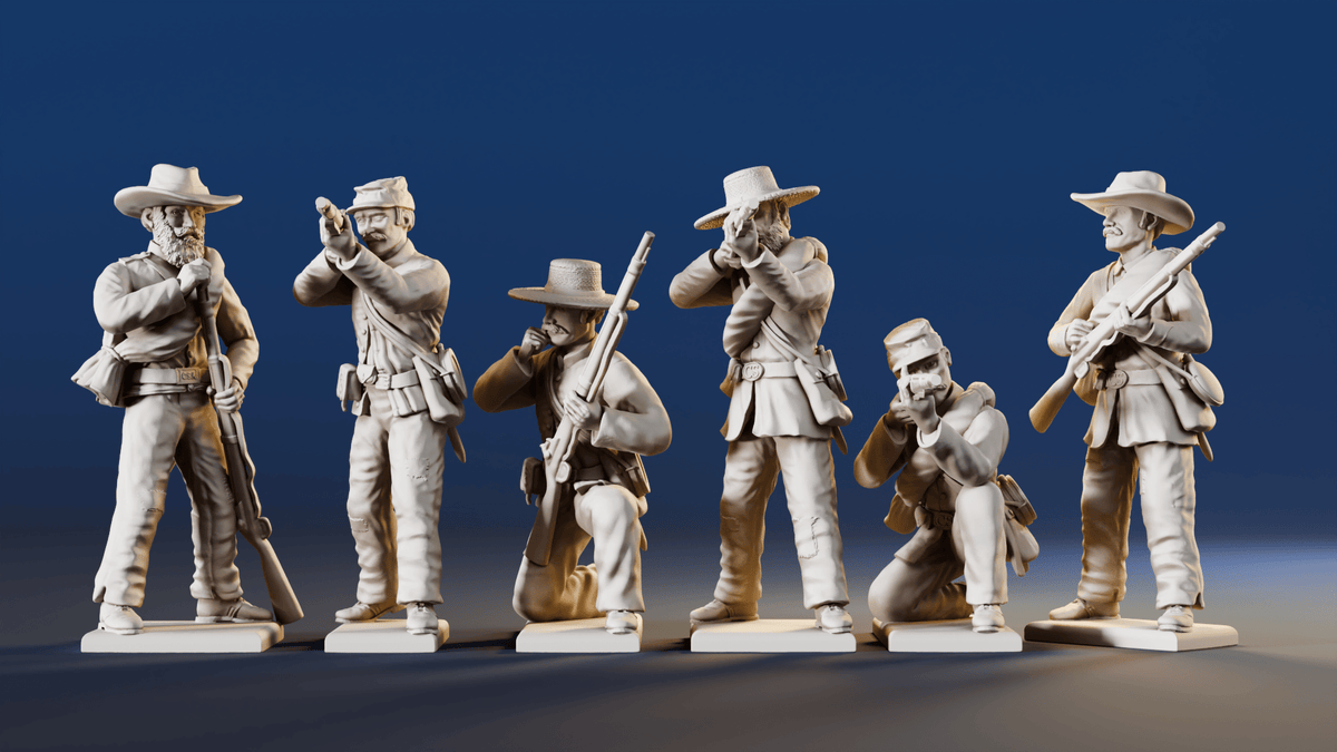 CSA infantry skirmish miniature figures variant 1 rear view
