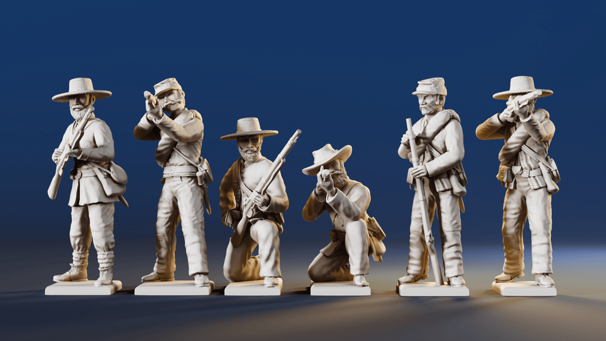 CSA infantry skirmish miniature figures variant 3 rear view
