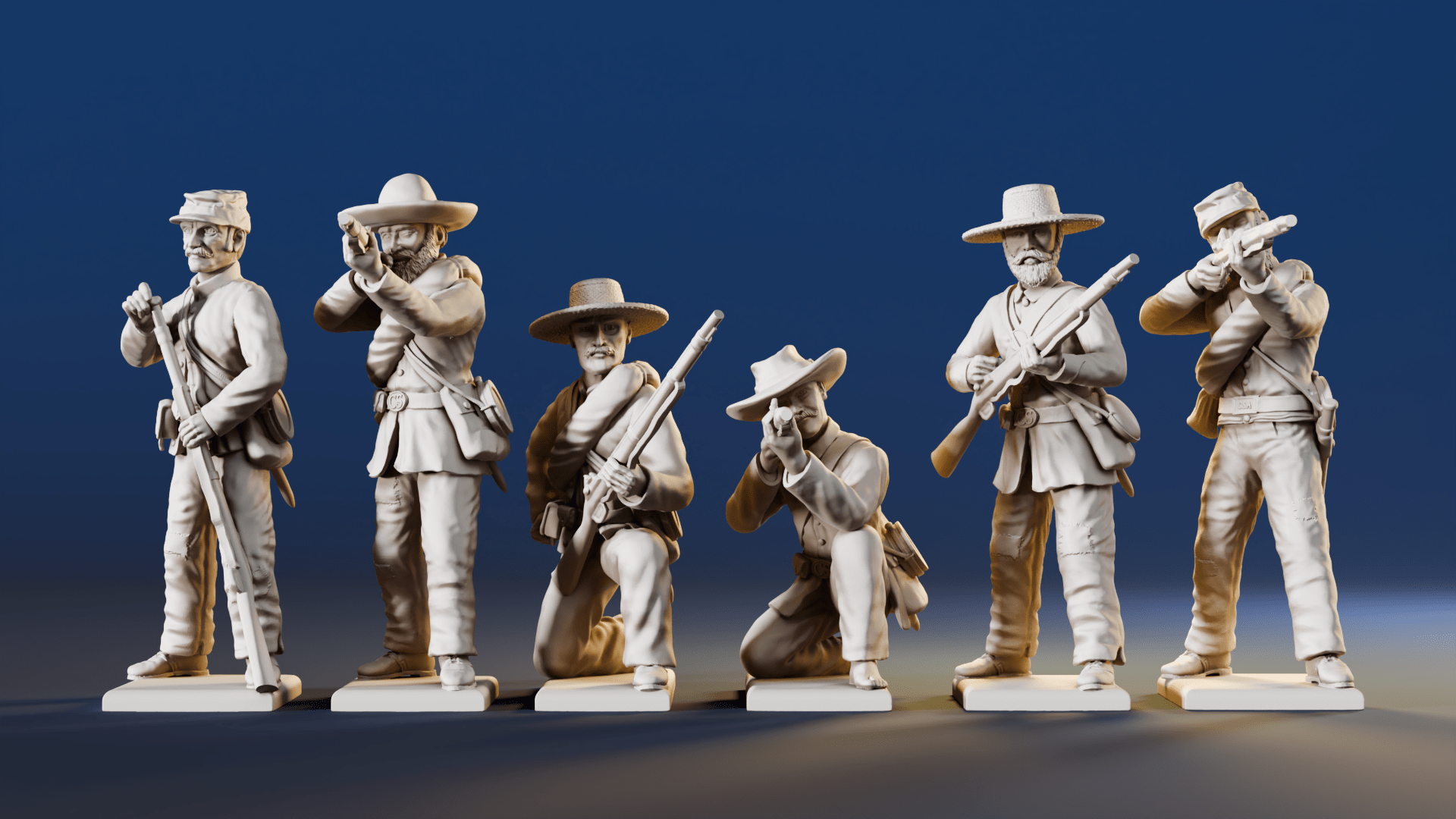 CSA infantry skirmish miniature figures variant 5 rear view