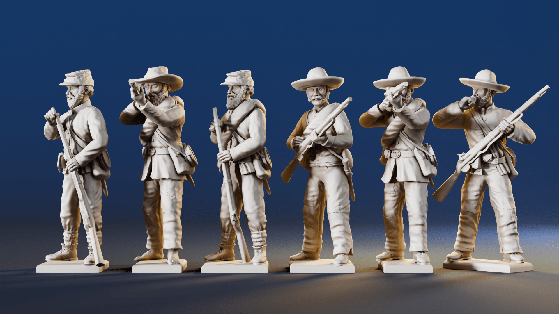 CSA infantry skirmish miniature figures variant 6 rear view