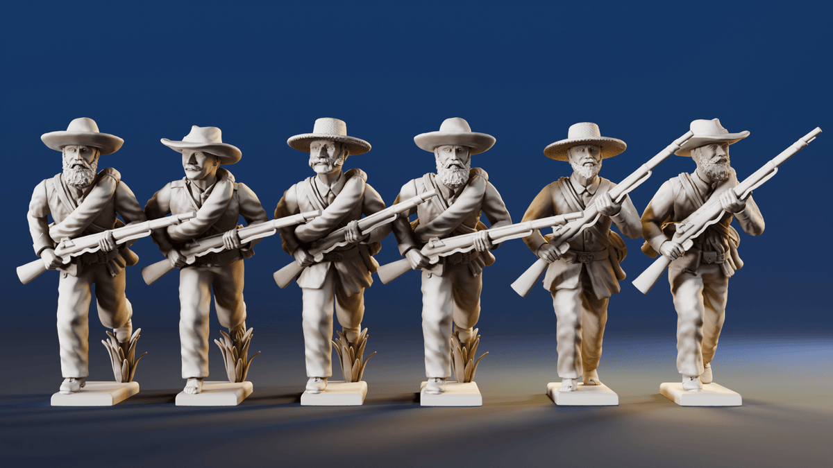 CSA skirmishing advancing hats miniature figures rear view