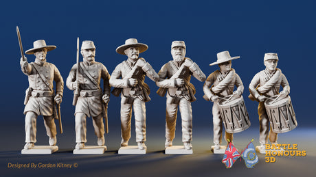 Confederate right shoulder shift marching infantry command figures