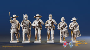 CSA right shoulder shift marching infantry command in mixed forage caps for ACW wargaming