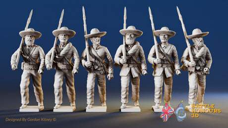 Confederate right shoulder shift marching infantry in hats, variant 2