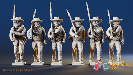 Confederate right shoulder shift marching infantry in hats, variant 4