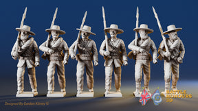 Confederate right shoulder shift marching infantry in hats, variant 5