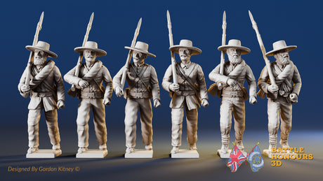 Confederate right shoulder shift marching infantry in hats, variant 5