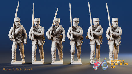 Confederate right shoulder shift marching infantry in hats, variant 7