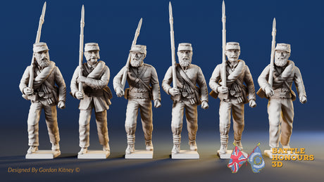 Confederate right shoulder shift marching infantry in hats, variant 8