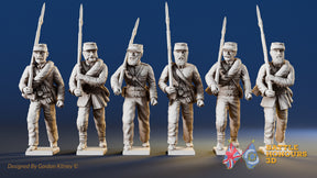 Confederate right shoulder shift marching infantry in hats, variant 9