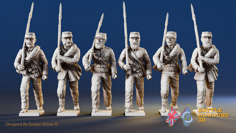 Confederate right shoulder shift marching infantry in hats, variant 9