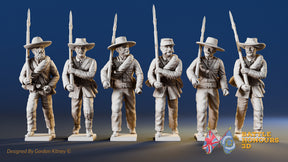 Confederate right shoulder shift marching infantry with mixed headdress, variant 1