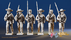 Confederate right shoulder shift marching infantry with mixed headdress, variant 2