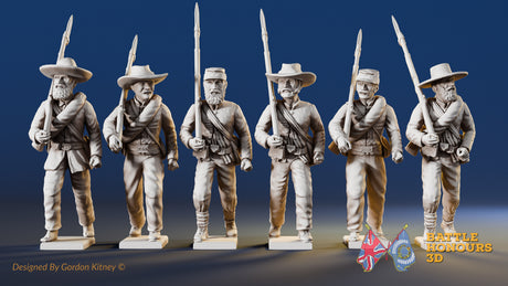 Confederate right shoulder shift marching infantry with mixed headdress, variant 2