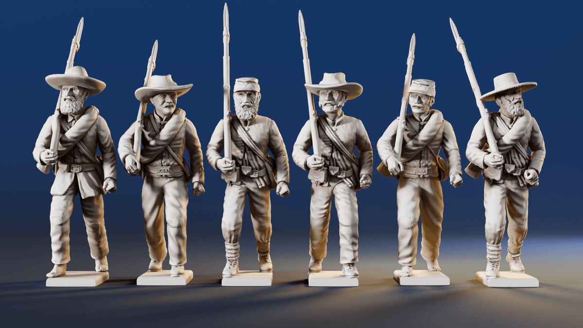 CSA right shoulder shift marching infantry mixed headdress variant 3 rear view