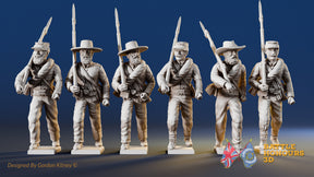 Confederate right shoulder shift marching infantry with mixed headdress, variant 3