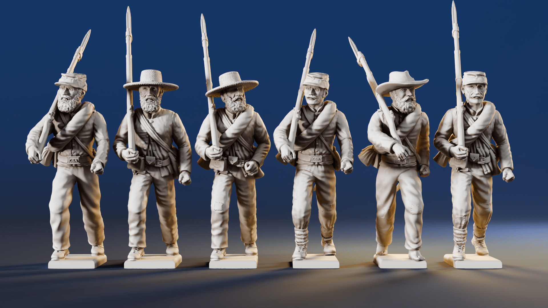 CSA right shoulder shift marching infantry mixed headdress variant 4 rear view