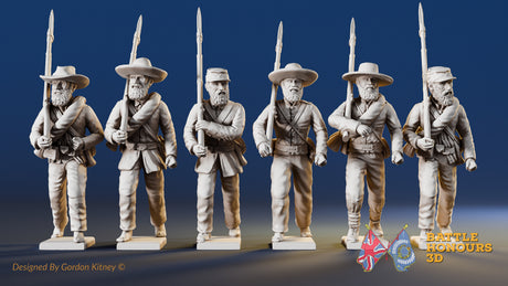 Confederate right shoulder shift marching infantry with mixed headdress, variant 4