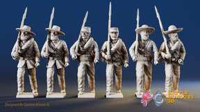 Confederate right shoulder shift marching infantry with mixed headdress, variant 5