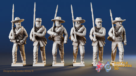 Confederate right shoulder shift marching infantry with mixed headdress, variant 6