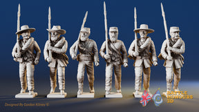 Confederate right shoulder shift marching infantry with mixed headdress, variant 7