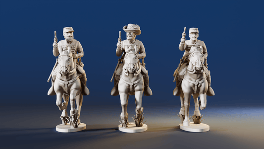 CSA Virginia cavalry galloping pistols rear view