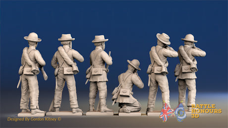 Confederate infantry firing in new hats pose 2