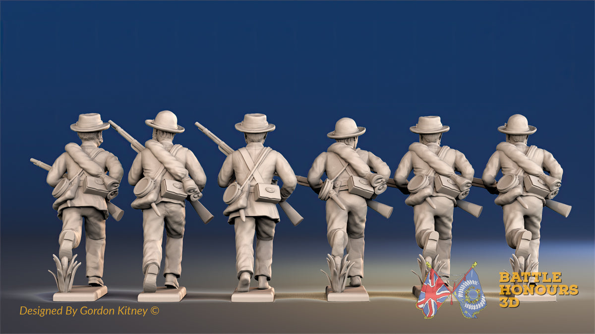 Confederate infantry running in new hats, pose 2