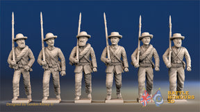 Confederate infantry march attack in new hats pose 1